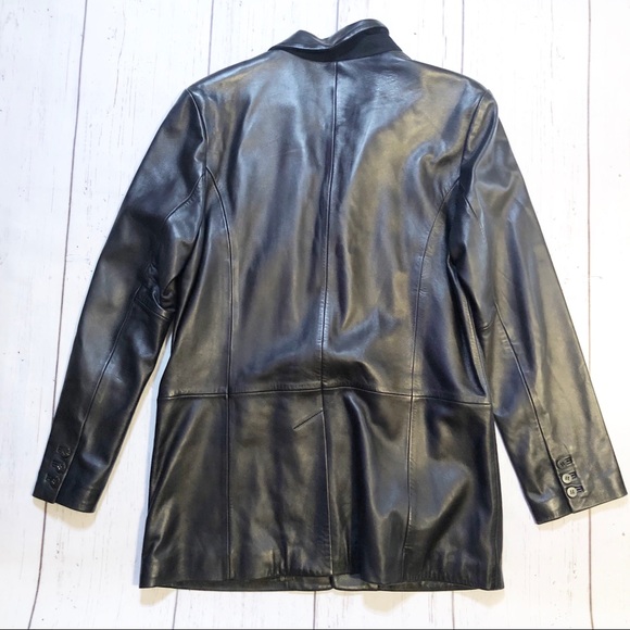 Cole Haan Country black leather jacket coat men’s medium heavy thick imported - Picture 7 of 10
